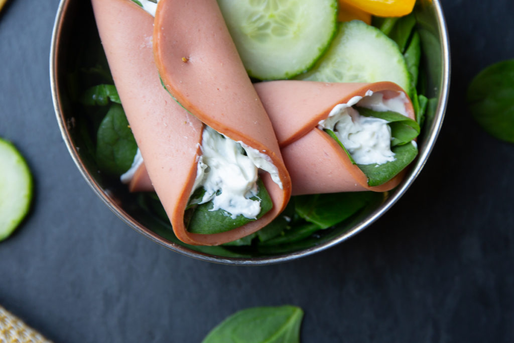 bologna and herbed cream cheese