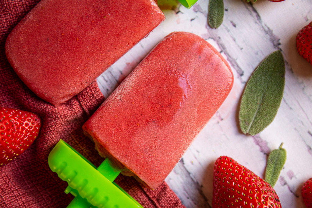 strawberry sage popsicles