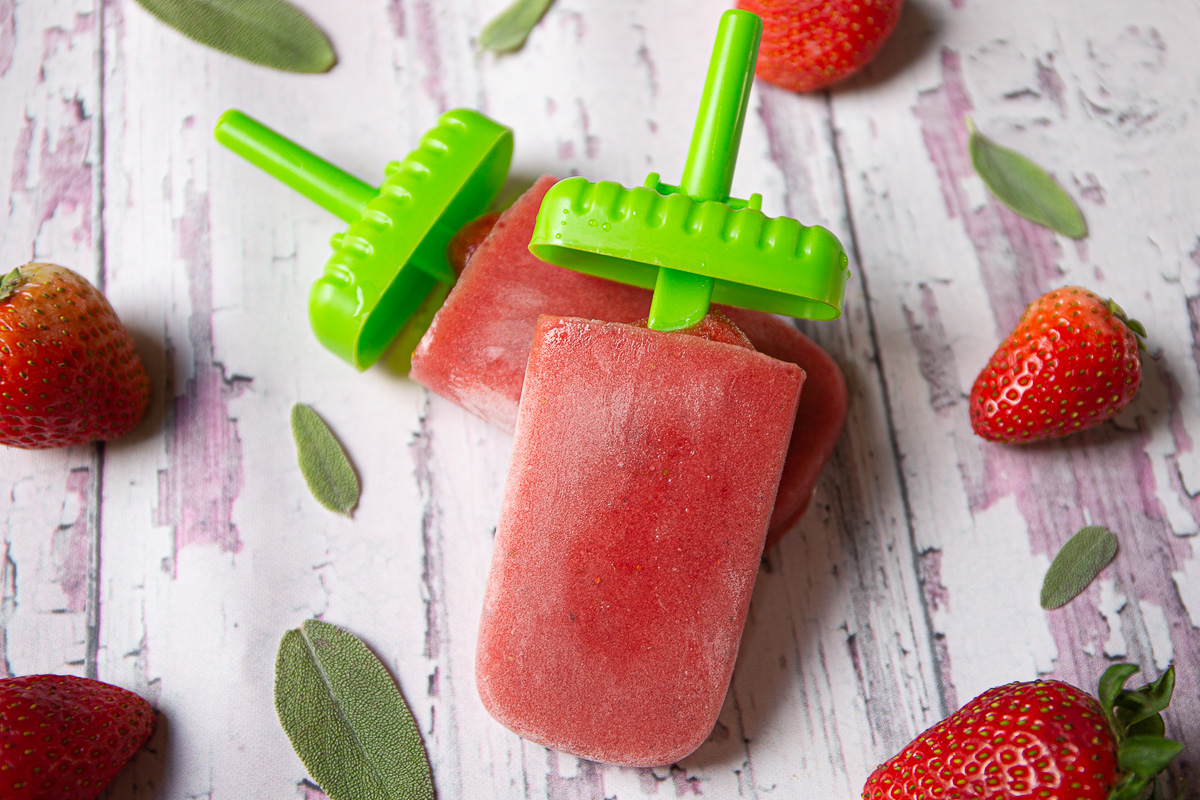 Fresh Strawberry Sage Popsicles (No Sugar Added) - WickedStuffed Keto ...
