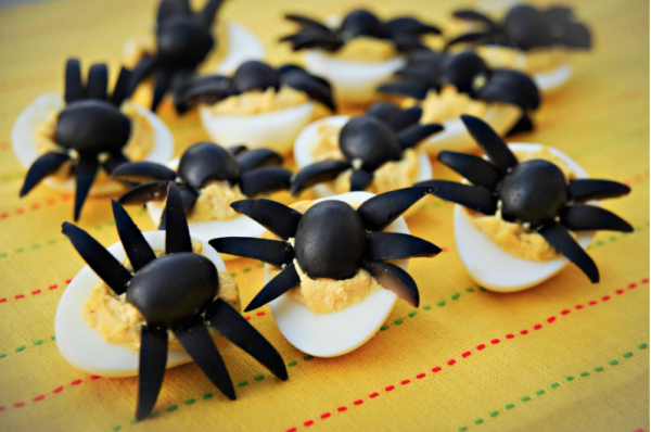 Keto Halloween Deviled Eggs with Spiders