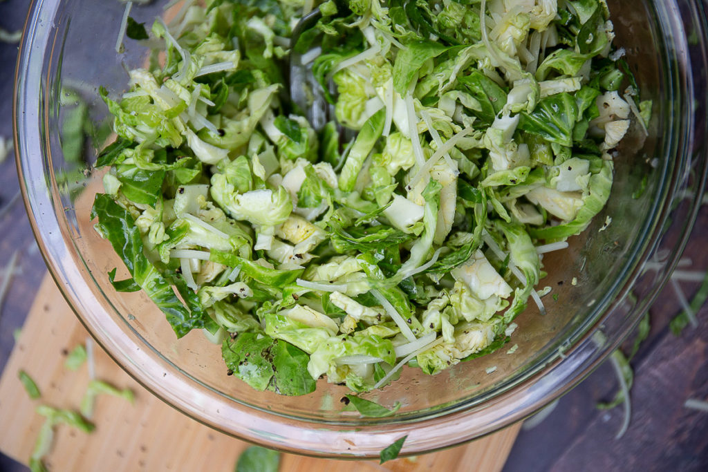 Low-Carb Apple Cider Shaved Brussels Sprout Salad